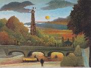 Henri Rousseau Seine and Eiffel-tower in the sunset oil